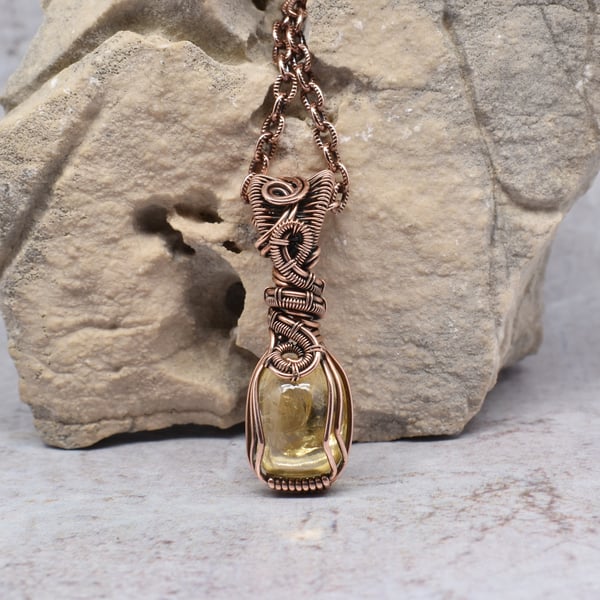 Citrine and Copper Pendant