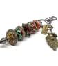 Handmade Lamp-work Glass Bead Bag Charm Keyring with added Charms Unique Gift  - Image 2