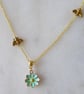 2 Bees and Enamelled Flower Pendant with gold plated Chain