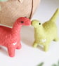 Dinos in Love - Pair of Handmade Needle Felted Dinosaurs Decoration Anniversary  - Image 9