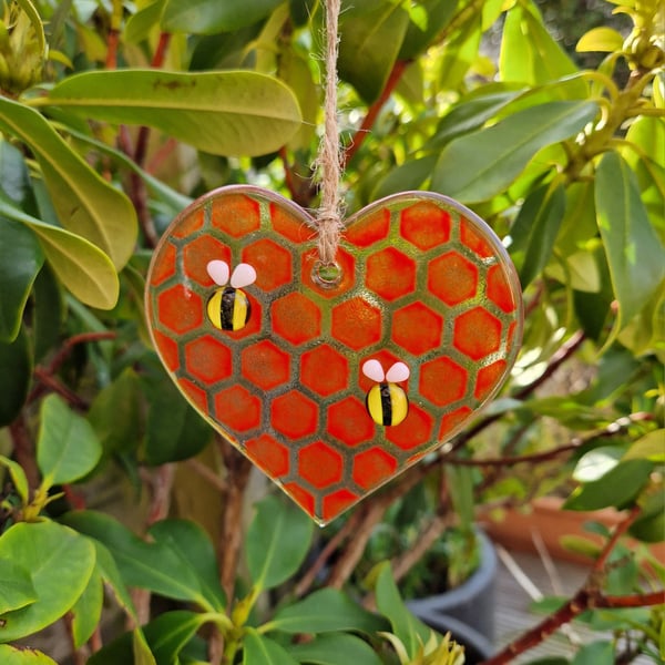 Red Bee Glass Suncatcher