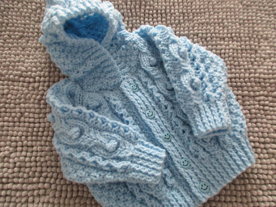 16" Baby Boys Aran Jacket with Hood