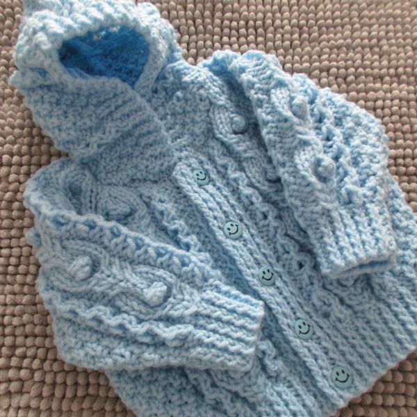 16" Baby Boys Aran Jacket with Hood