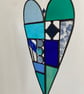Blue Stained Glass Patchwork Heart - Image 3