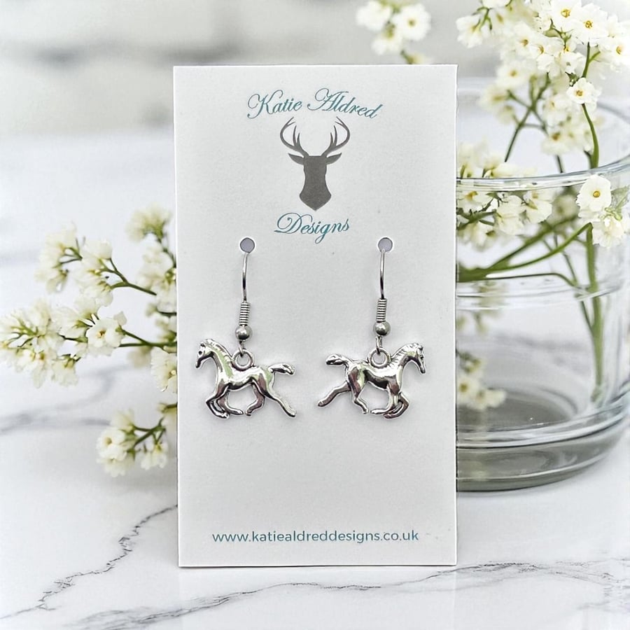 Charm Earrings - Running Horse 