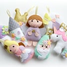 Make Your Own Felt Pastel Princess Garland. Sewing kit to make 8 decorations