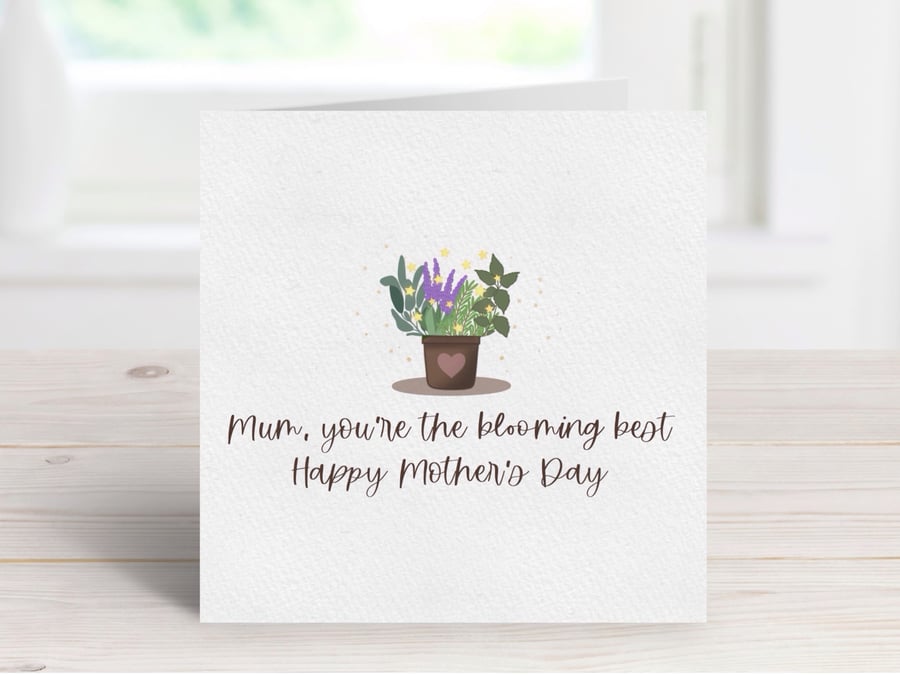 Blooming Best Mum Mother's Day Card, Best Mum Card.