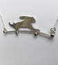 Sterling silver and Iolite leaping Hare necklace - Image 1