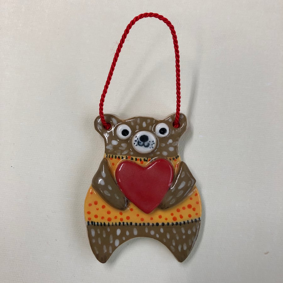 BEAR HUGS-HANGING HANDMADE CERAMIC BEARS