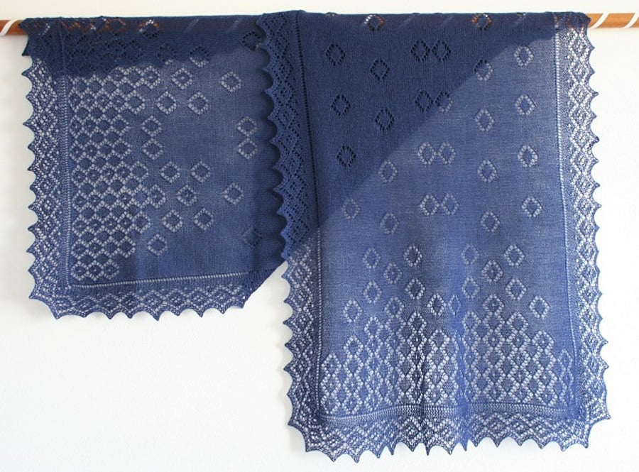 Navy Blue Merino Wool Scarf