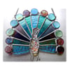 Peacock Suncatcher Dichroic Stained Glass Fanned Tail