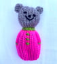 Hand knitted comfort bear in a bed - Image 3