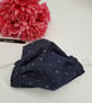 Face mask,  small, 3 layer, adjustable, washable in navy dot - Image 4