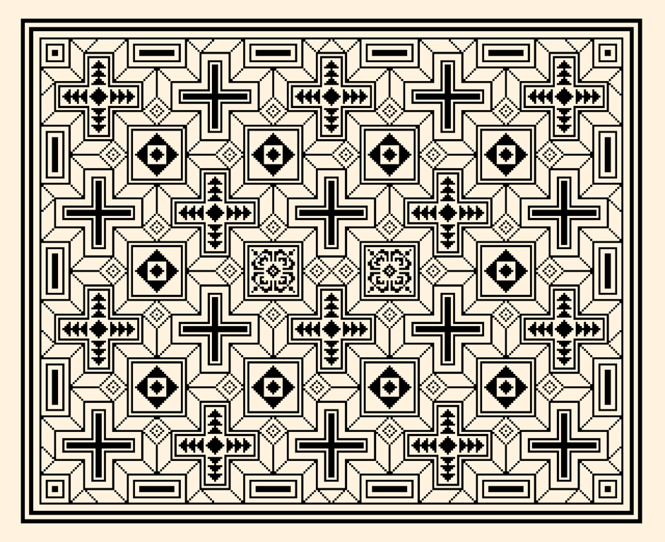 259 - Roman Mosaic Cross Stitch Pattern: Blackwork Geometric Design (PDF Chart)