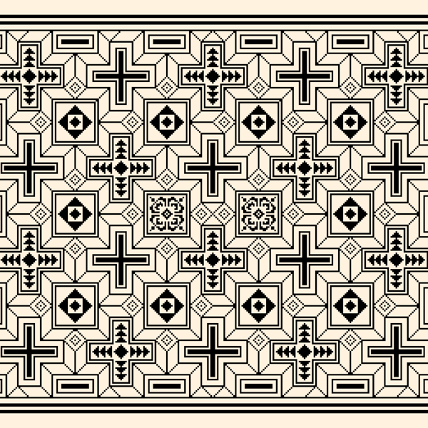 259 - Roman Mosaic Cross Stitch Pattern: Blackwork Geometric Design (PDF Chart)