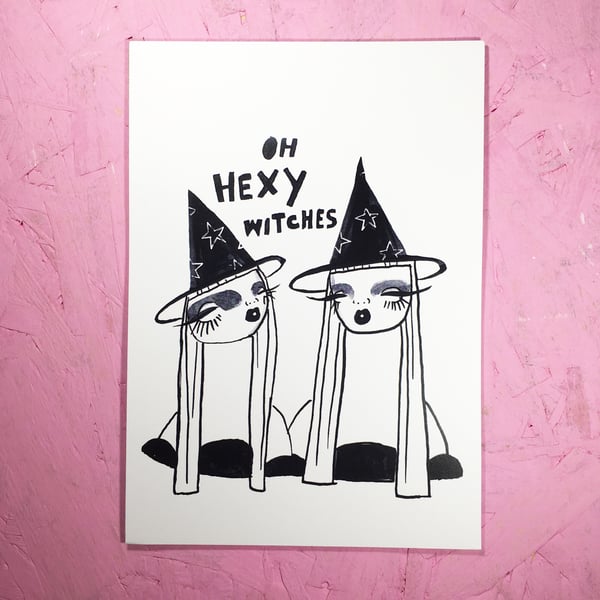 'Hexy Witches' Small Poster Print