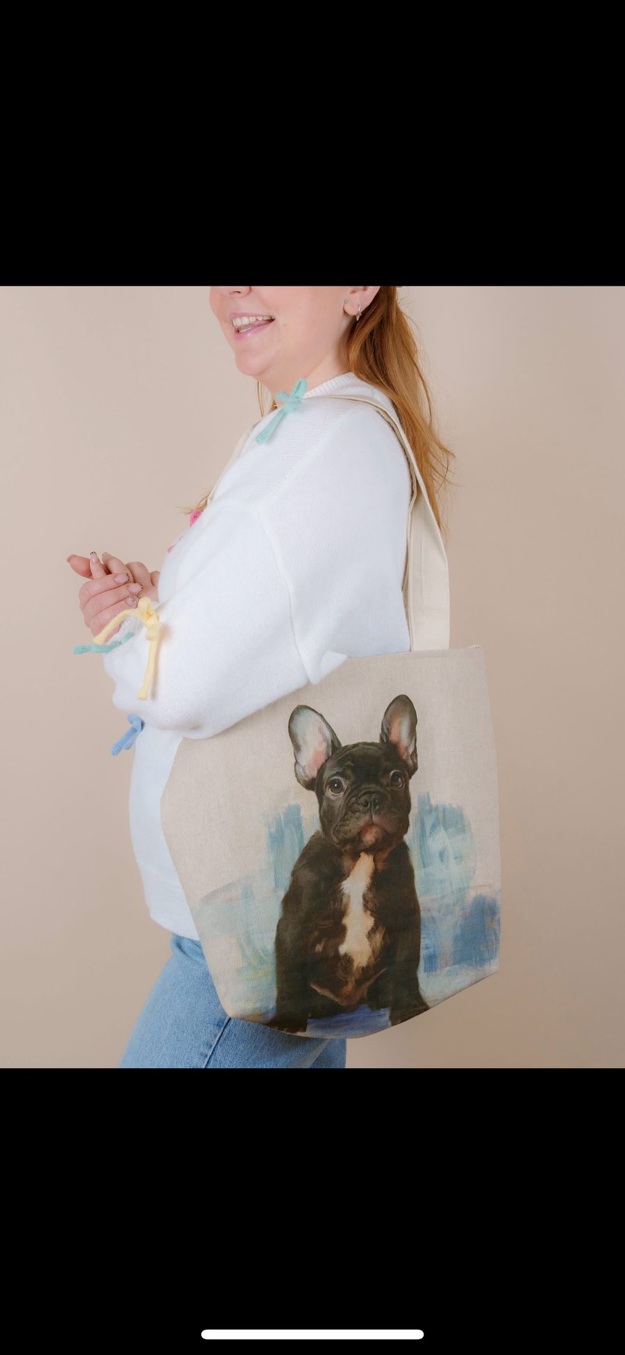Handmade Frenchie Dog Tote Bag 