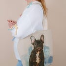 Handmade Frenchie Dog Tote Bag 
