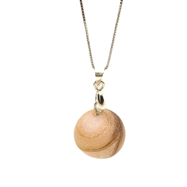 Druzy gemstone bead pendant and 18 inch sterling silver chain