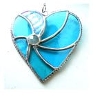 Turquoise Swirl Heart Stained Glass Suncatcher 142