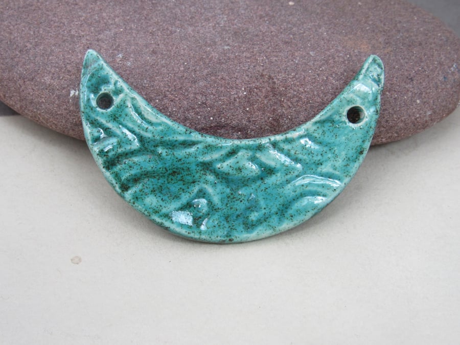 Jade Green Celtic Ceramic Crescent Bib Pendant