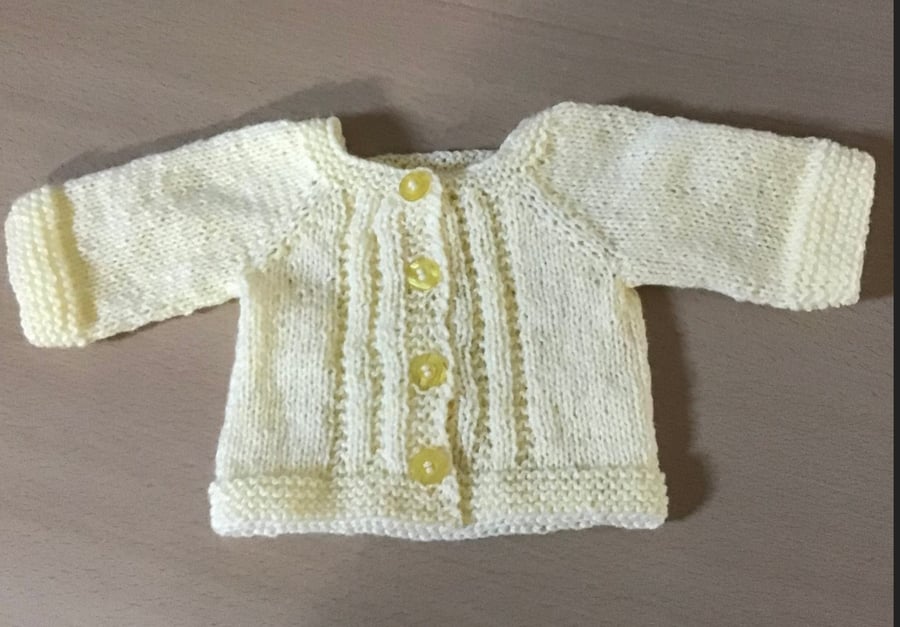 Lemon yellow baby cardigan new born