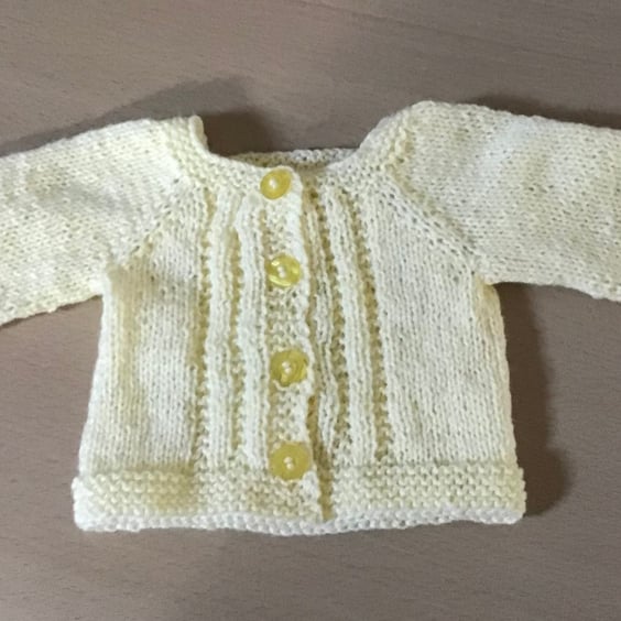 Lemon yellow baby cardigan new born