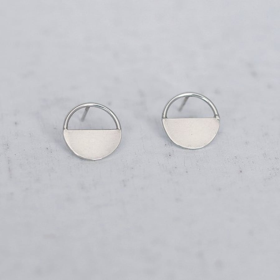 Simple Semi Circle Stud Earrings - Handmade Minimalist Jewellery