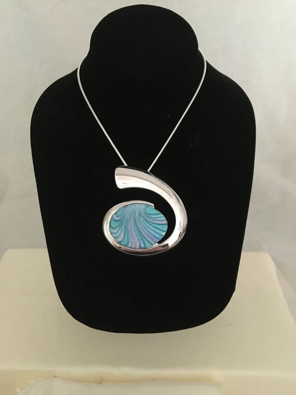 Stunning Large Wave Pendant with an Azure Centrepiece