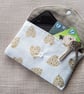 Padded Pouch White with Gold Hearts for Mobile Phone Make-Up Credit Card Tissues - Image 5