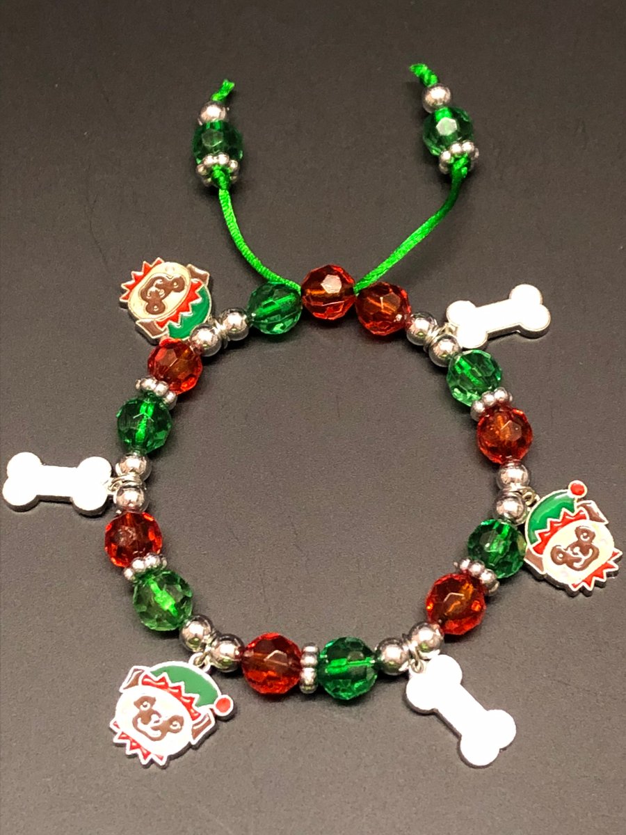 Children’s Christmas Pug Charm Bracelet 