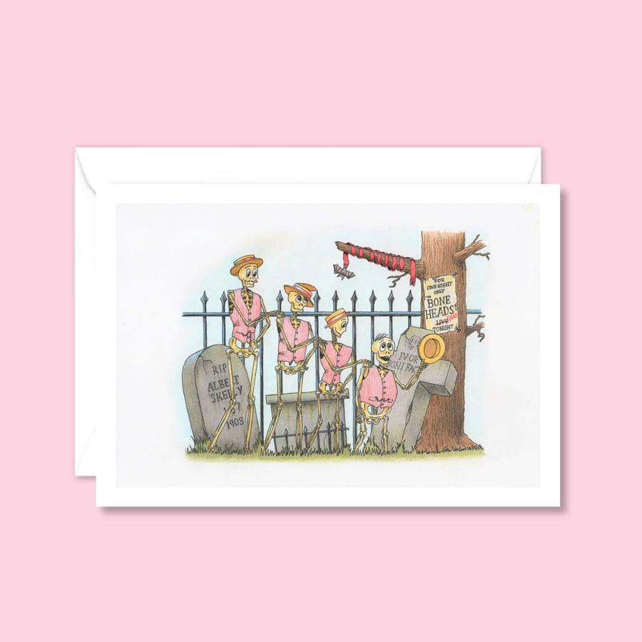 Skeleton Barbershop Quartet Greeting Card: A Fun Alternative Birthday Card (503)