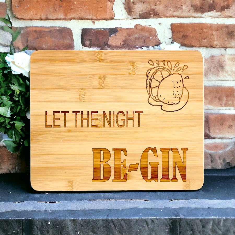 Gin & Tonic Cutting Board: Lemon and Lime Design, Perfect Housewarming Gift .