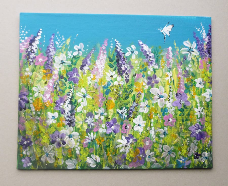 original art  fantasy garden floral painting ( ref F 1005 A1 )