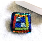 Dichroic L011 Luxury Fused Glass Patchwork Brooch Handmade 