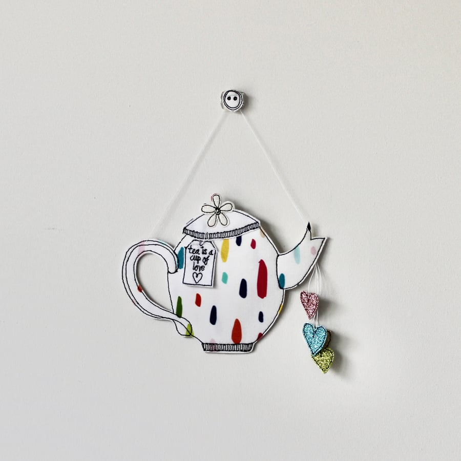 'Tea is a Cup of Love' - Tea Pot Hanging Decoration
