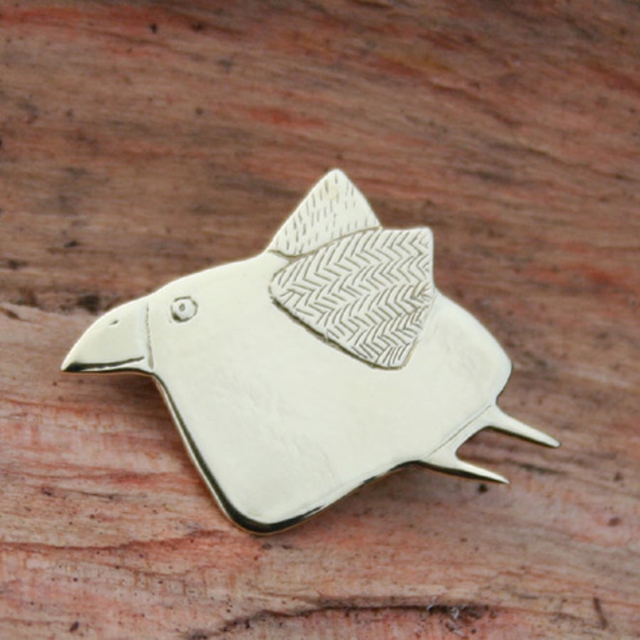 flying fat bird brooch