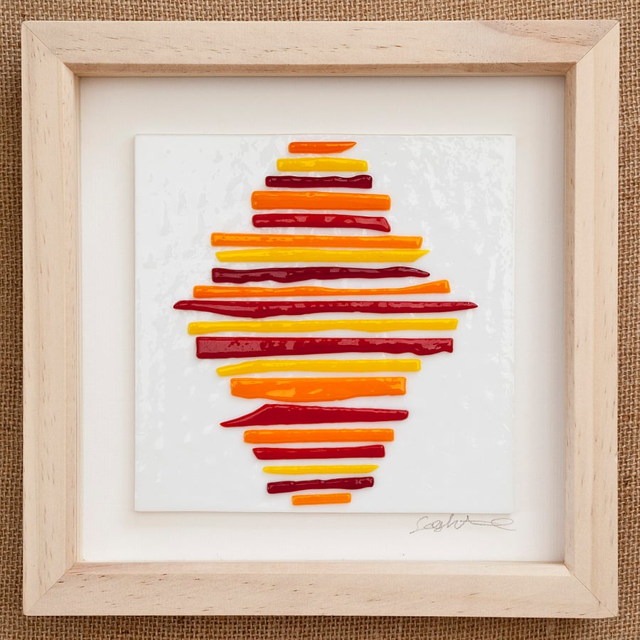 'Red Abstract' Original Fused Glass Picture