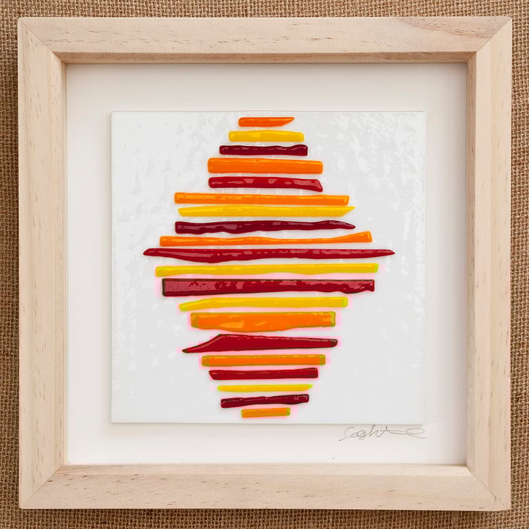 'Red Abstract' Original Fused Glass Picture