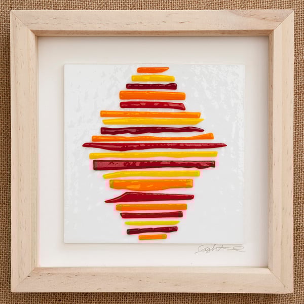 'Red Abstract' Original Fused Glass Picture
