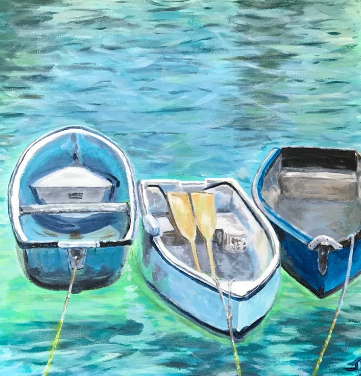 Giclee print of ‘Three Boats’ - a painting by artist Janet Bird