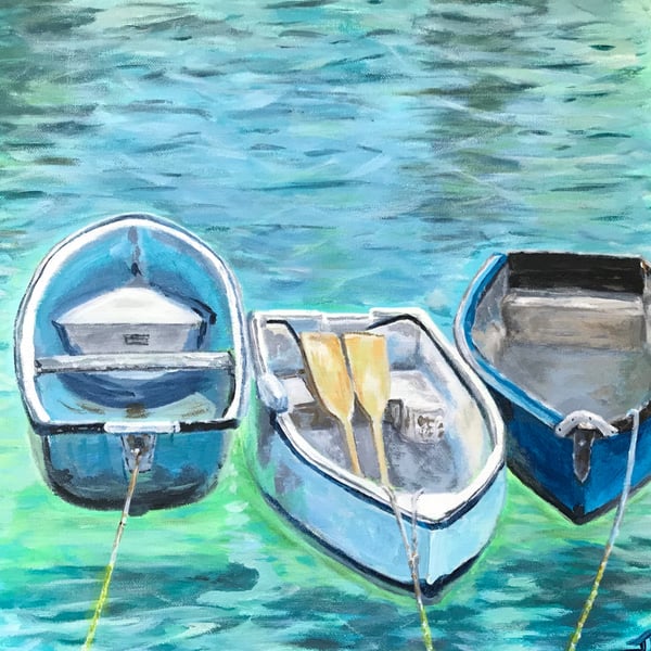 Giclee print of ‘Three Boats’ - a painting by artist Janet Bird