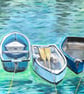 Giclee print of ‘Three Boats’ - a painting by artist Janet Bird - Image 1