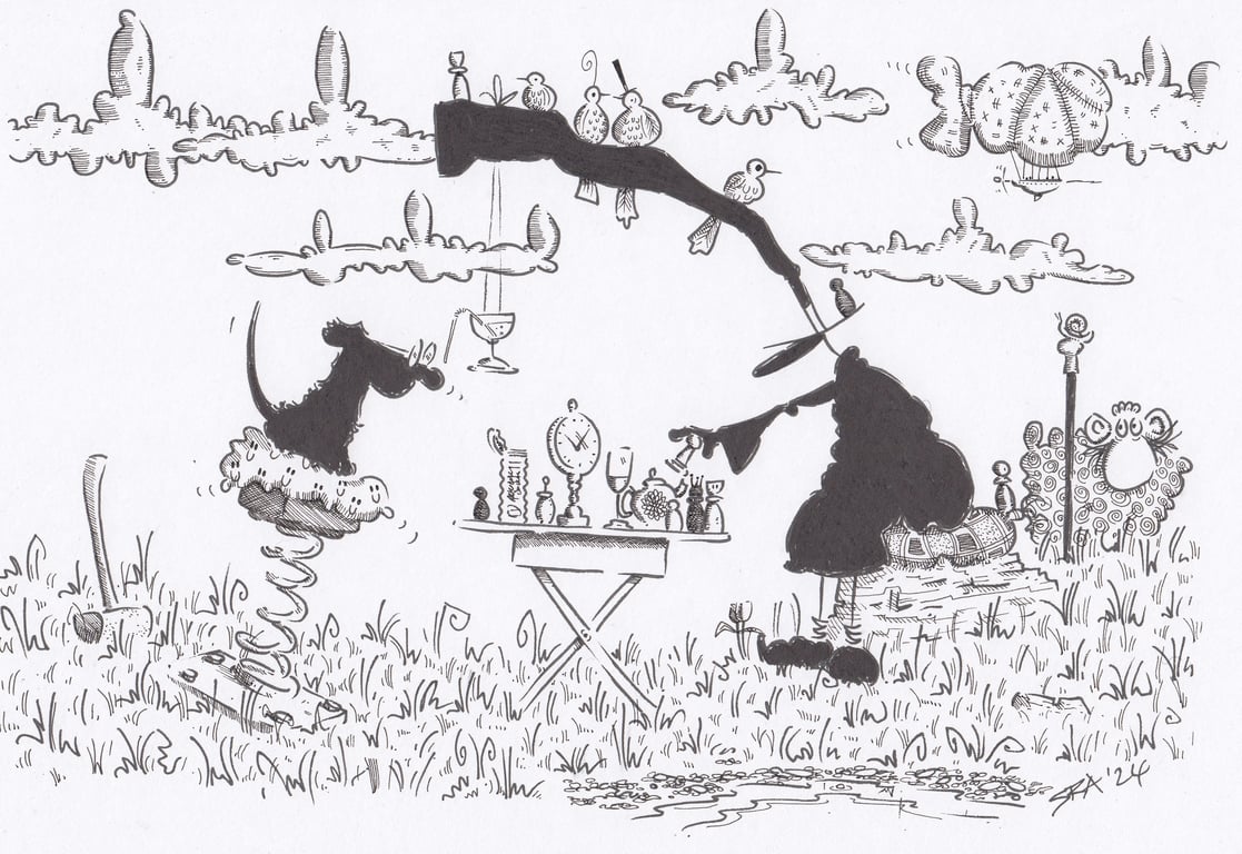 'The Chess Game' an A4 sized original artwork