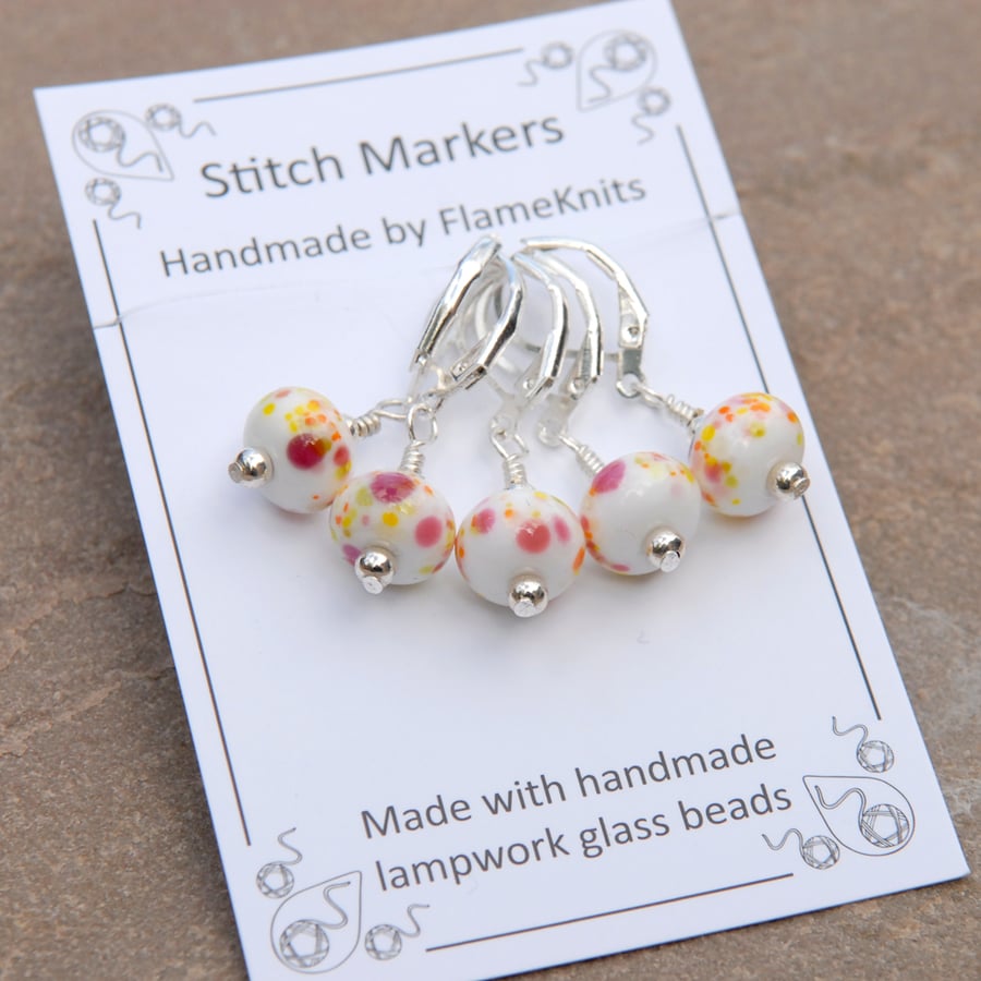 Lampwork Stitch Markers - Fruit Punch
