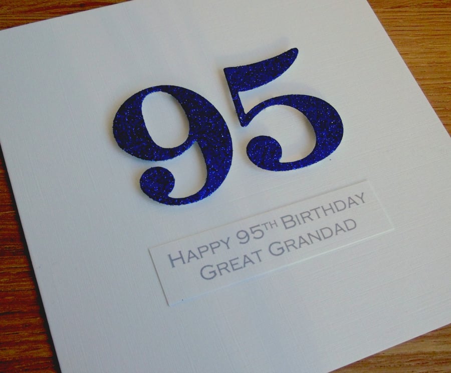 Handmade 95th male birthday card - personalised with any age and message