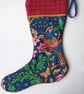 Luxury Christmas Stocking - Blue Bird of Paradise - upcycled and vintage fabrics - Image 2