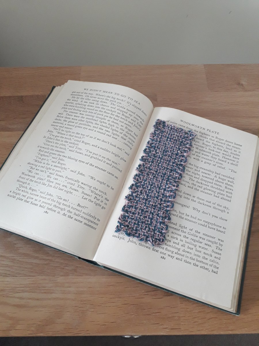Handwoven Bookmark Pink & Turquoise with Silver Sparkle