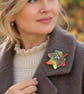 Handmade Felted Wool Leaf Brooch – Autumn Colours - Image 4
