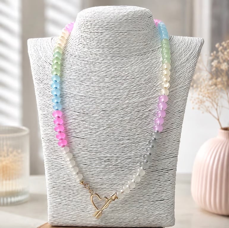Pastel Coloured Glass Rondelle Sweetie Style Necklace